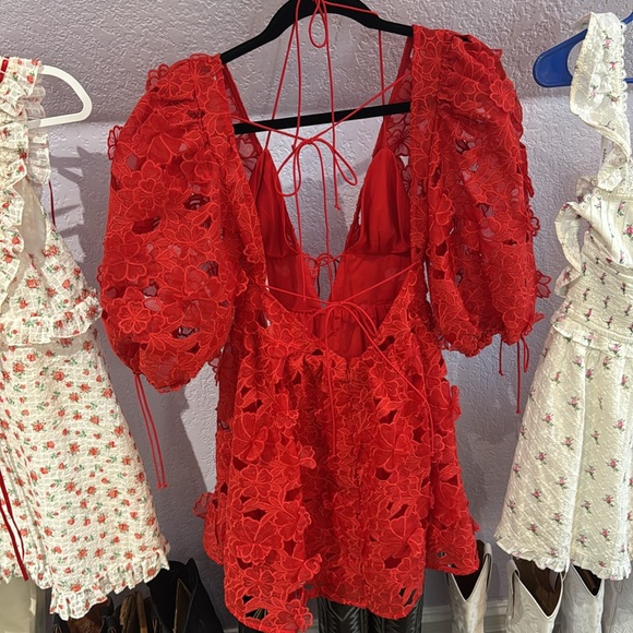 For Love And Lemons Red Lace Mini Dress - Picture 3 of 5